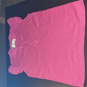 LOFT Pink Ruffle Sleeve Top